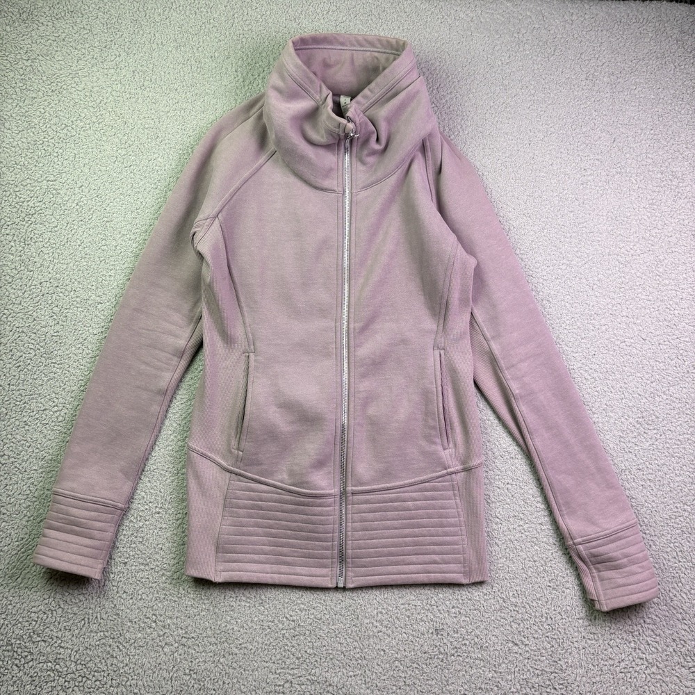 Lululemon Radiant Jacket II Womens 8 Pink Full Zip Mock Neck Thumb Holes Fleece